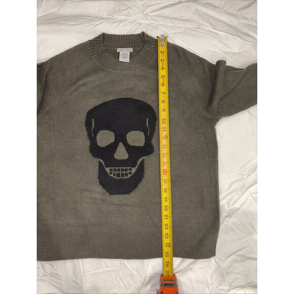 Sweet Romeo Skull Sweater Womens Medium Olive Green w/Black Skull Emo Mallgoth - Picture 5 of 6